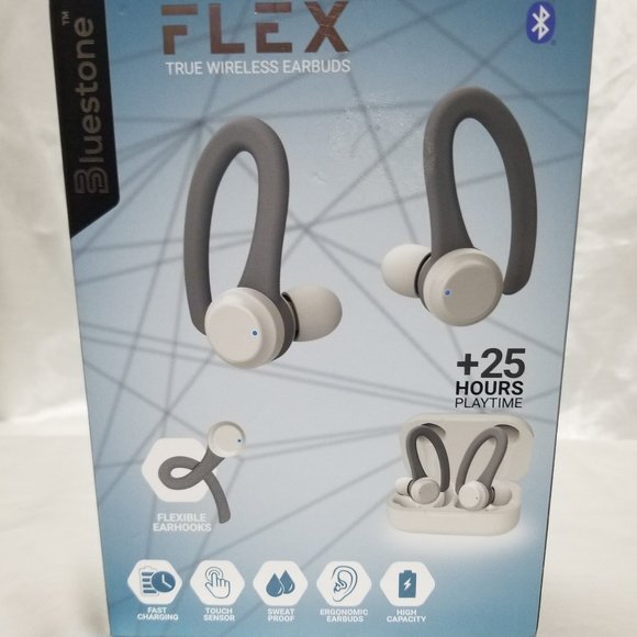 Flex Tru Wireless Earbuds 25 Hours playtime  Flexible Earhooks Brand New Box - Picture 1 of 15